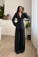 Master Bağlamalı Ceket Pantolon Takım Siyah