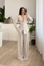 Master Bağlamalı Ceket Pantolon Takım Taş