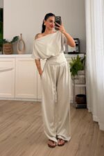 Bloom Kayık Yaka Pantolon Takım Taş