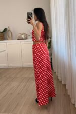 Luvia Puantiyeli Crop Etek Takım Kırmızı - Görsel 4