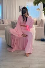 Rumi üç Parça Modal Kumaş Takım Pembe