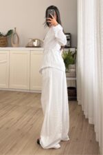 Master Bağlamalı Ceket Pantolon Takım Beyaz - Görsel 4