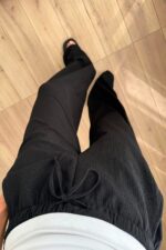 Beli Lastikli Gofre Pantolon Siyah - Görsel 3