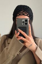 Pinterest File Örgülü Bere Siyah - Görsel 2