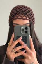 Pinterest File Örgülü Bere Kahverengi - Görsel 3