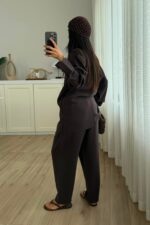 Michel Bağlamalı Oversize Ceket Kahverengi - Görsel 3