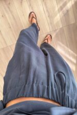 Mico Beli Lastikli Şalvar Pantolon Lacivert - Görsel 2