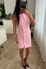 Cep Detaylı Çok Düğmeli Elbise Pembe - Görsel 2