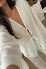 Ang Gümüş Çizgili Kimono Takım - Görsel 3