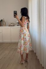 Polly Çiçek Desenli Elbise Beyaz - Görsel 3