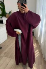Yırtmaçlı Tasarım Tunik Bordo - Görsel 2