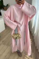 Yırtmaçlı Tasarım Tunik Pembe - Görsel 2