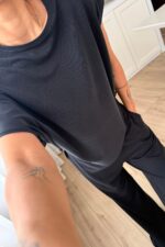 Brn Oversize Asimetrik Tişört Pantolon Takım Siyah - Görsel 2