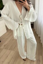 Ang Gümüş Çizgili Kimono Takım - Görsel 2
