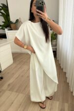 Lf Asimetrik Çizgili Bluz Ekru