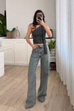 Sonik Wide Leg Eskitme Jean
