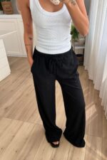 Beli Lastikli Gofre Pantolon Siyah - Görsel 2
