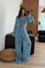 Olivia Gömlek Pantolon Takım Mavi - Görsel 2