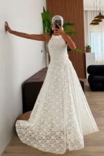Holly İnci Taşlı Dantel Elbise Beyaz - Görsel 2