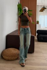 Düşük Bel Flare 90’s Eskitme Jean