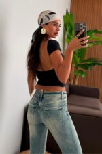 Sırtı Açık Soft Touch Bluz Siyah - Görsel 3