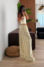 Stefa Çizgili Pantolon Sarı - Görsel 4
