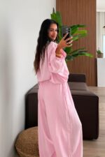 Tek Cepli Gömlek Şalvar Takım Pembe - Görsel 4