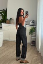 Sırtı Gipeli Parçalı Denim Takım Antrasit - Görsel 3