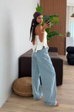 Tugi Wide Leg Mavi Yıkamalı Jean - Görsel 3