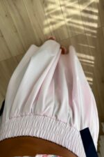 Bel Lastikli Poplin Midi Etek Pembe - Görsel 3
