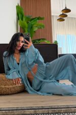 Olivia Gömlek Pantolon Takım Mavi