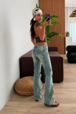 Düşük Bel Flare 90’s Eskitme Jean - Görsel 6