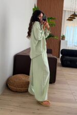 Tek Cepli Gömlek Şalvar Takım Çağla - Görsel 4