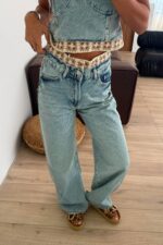 Vera Beli örgü Detaylı Eskitme Jean - Görsel 3