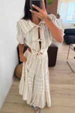 Siyah Çizgili Etek Bluz Takım - Görsel 2