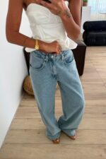 Tugi Wide Leg Mavi Yıkamalı Jean - Görsel 2