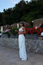 Sot Pileli Keten Pantolon Beyaz - Görsel 2