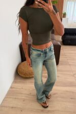 Düşük Bel Flare 90’s Eskitme Jean - Görsel 2